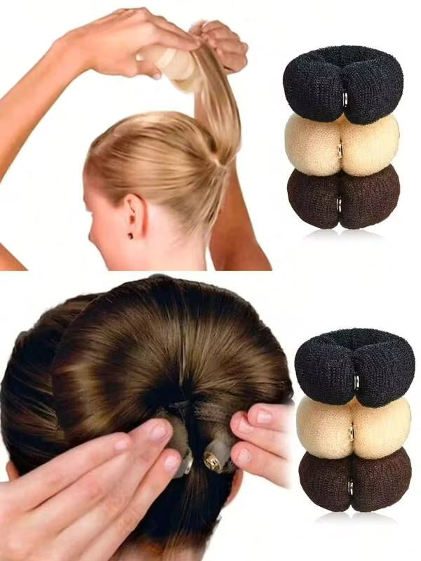 Hair Donut Bun Maker, 17cm DIY Hair Foam Circular Mesh Hair Bun Scrunchie, Ballet Hair Bun Maker, Ponytail Holder Accessories Home Bathroom Decor Fall Decor Back To School Hair Accessories